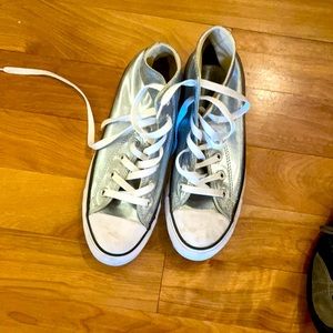 Converse metallic blue high tops